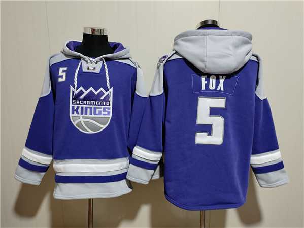 Men's Sacramento Kings #5 De'Aaron Fox Purple Gray Lace-Up Pullover Hoodie,We sell and wholesale Men's Sacramento Kings #5 De'Aaron Fox Purple Gray Lace-Up Pullover Hoodie on line form chian!